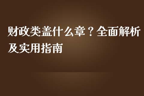 财政类盖什么章？全面解析及实用指南_https://wap.78312.cn_全球市场_第1张