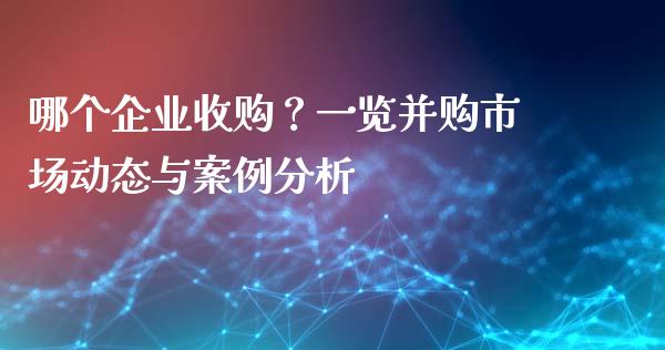 哪个企业收购？一览并购市场动态与案例分析_https://wap.78312.cn_金融监管_第1张