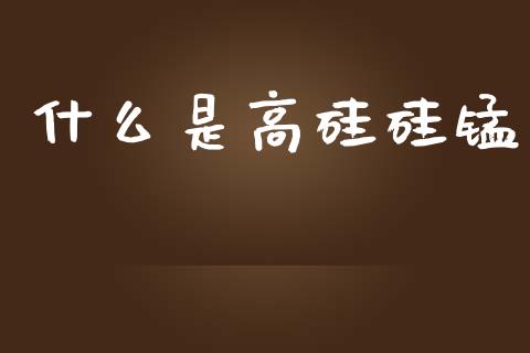 什么是高硅硅锰_金融监管_第1张_期货开户_金融监管_外汇交易_债券资讯_全球市场_财经新闻 什么是高硅硅锰_https://wap.78312.cn_金融监管_第1张