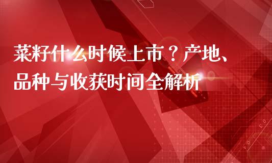 菜籽什么时候上市？产地、品种与收获时间全解析_https://wap.78312.cn_全球市场_第1张